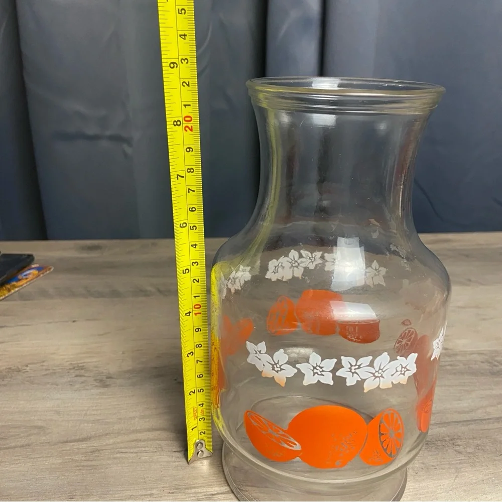 Vintage Anchor Hocking Orange Juice Jar Container - Oranges & White Blossoms 2qt